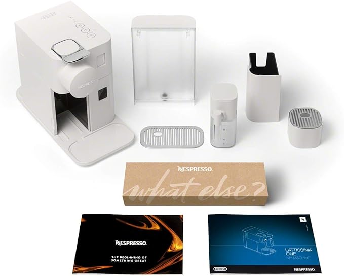 Máquina de café espresso original Nespresso Lattissima One con espumador de leche de De'Longhi, blanco sedoso