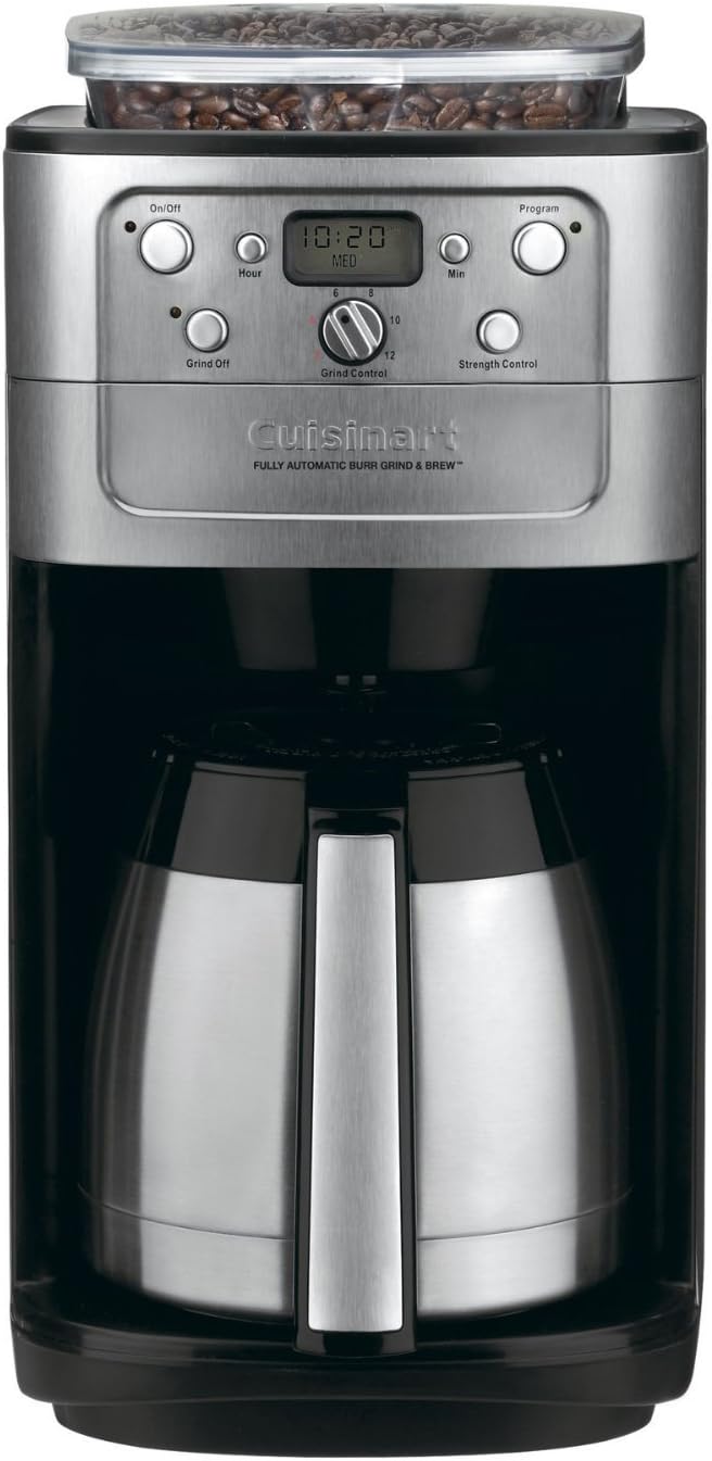 Cafetera automática de 12 tazas para moler y preparar Cuisinart DGB-900BC con caja abierta