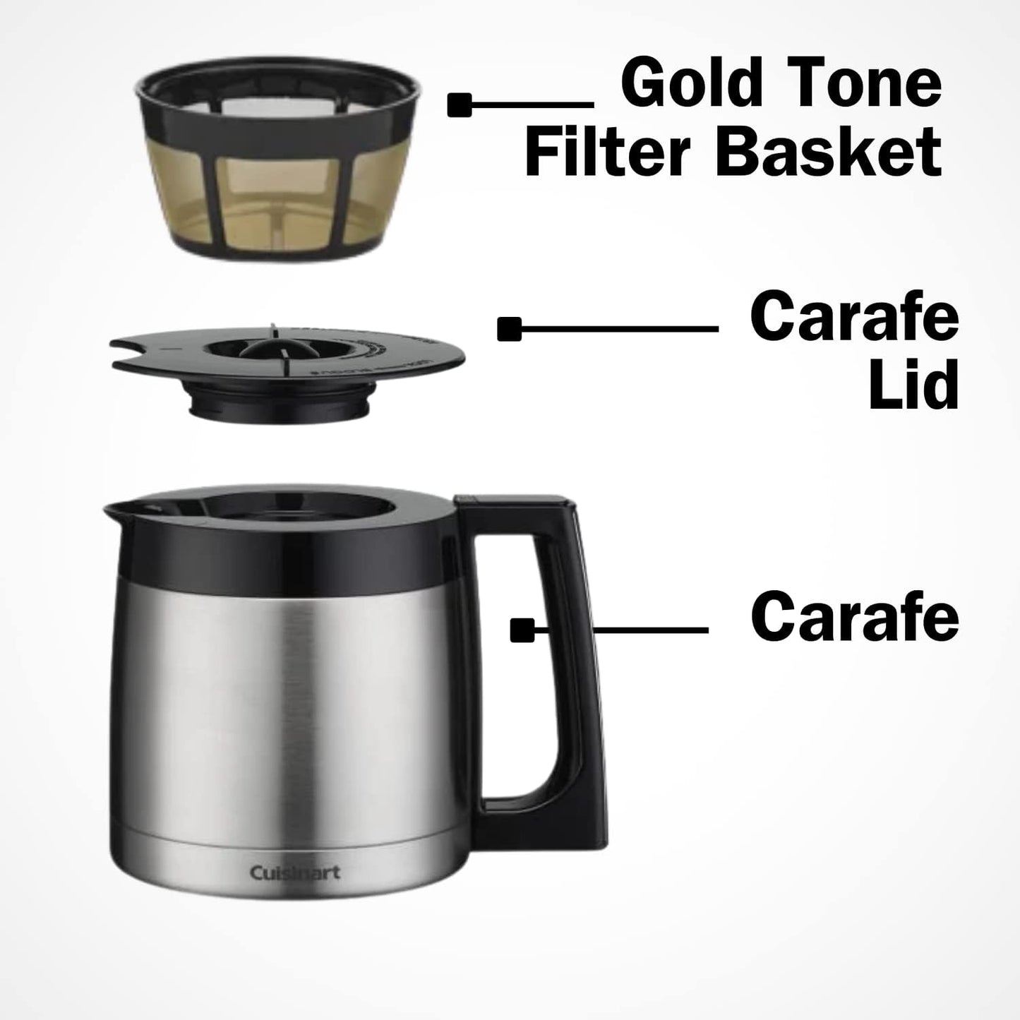 Cuisinart DGB-850 Burr Grind & Brew Cafetera para 10 tazas con jarra térmica, negro/acero inoxidable, plateada