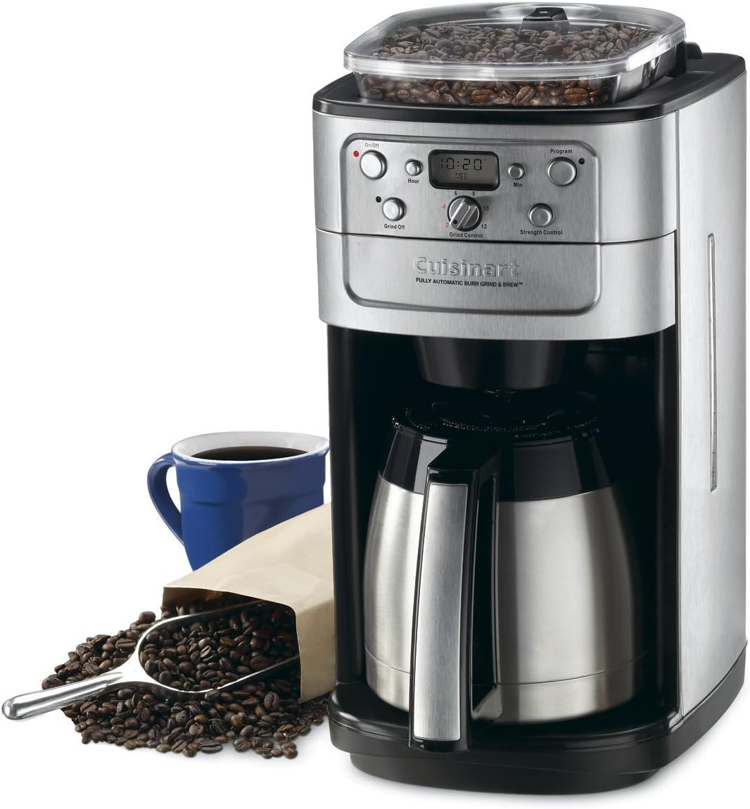 Cafetera automática de 12 tazas para moler y preparar Cuisinart DGB-900BC con caja abierta