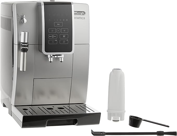 De'Longhi America Dinamica Cafetera y espresso totalmente automática con espumador ajustable premium, acero inoxidable, ECAM35025SB