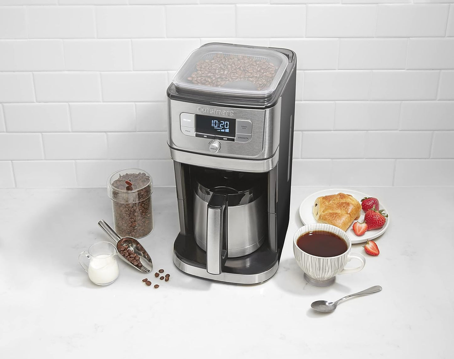 Cuisinart DGB-850 Burr Grind & Brew Cafetera para 10 tazas con jarra térmica, negro/acero inoxidable, plateada