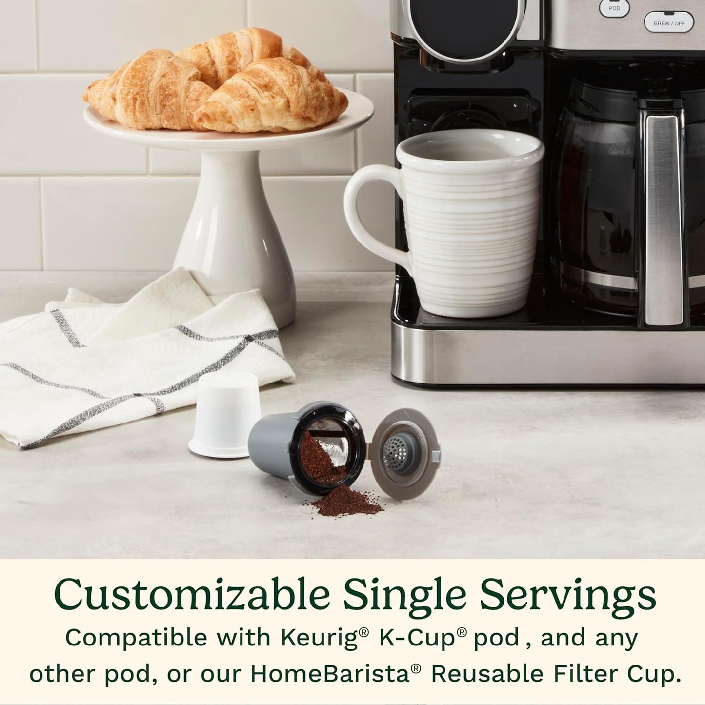 Cafetera Cuisinart, jarra de vidrio para 12 tazas, cafetera automática caliente y helada, cafetera de un solo servidor, acero inoxidable