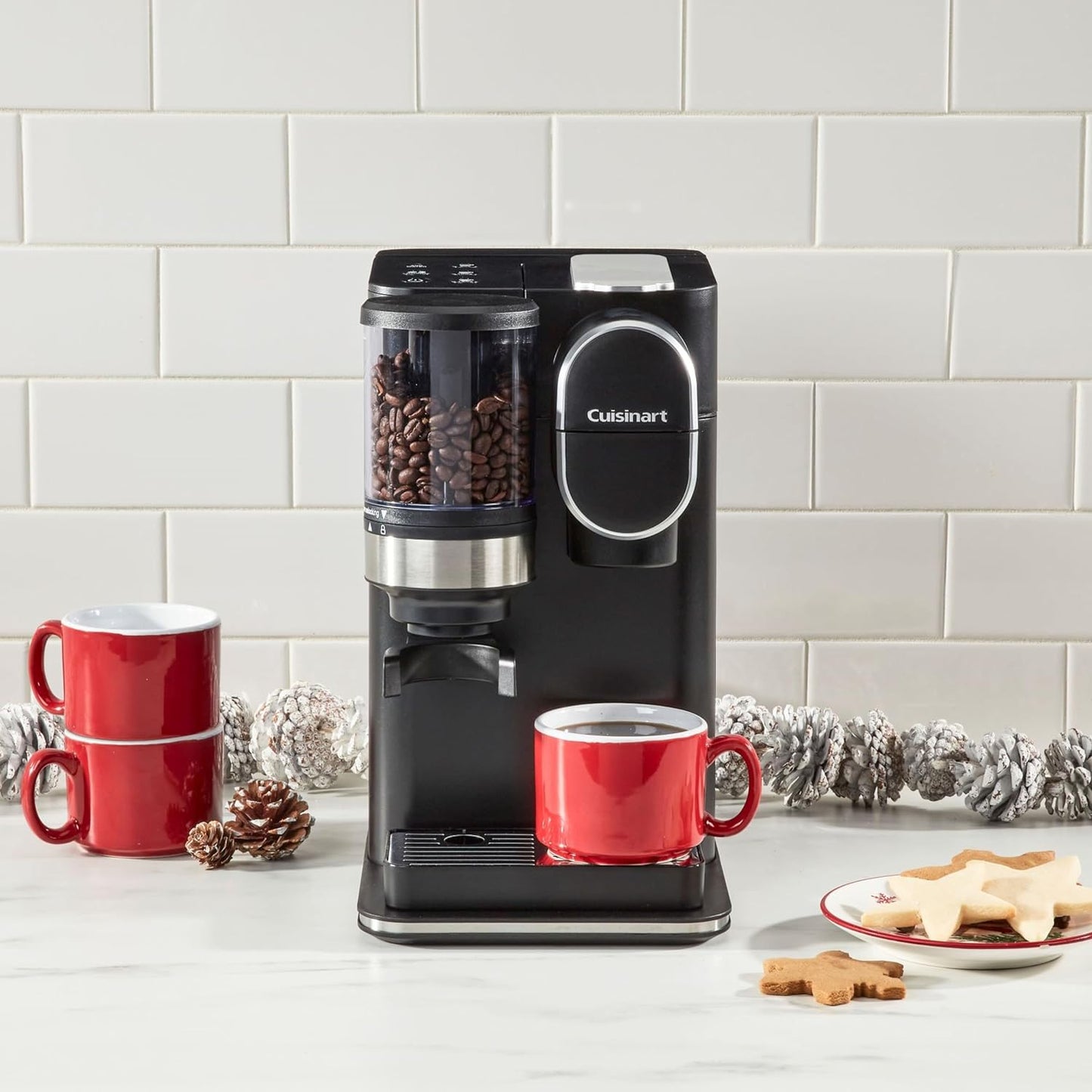 Cuisinart Cafetera monodosis + molinillo de café, depósito extraíble de 48 onzas, negro, DGB-2