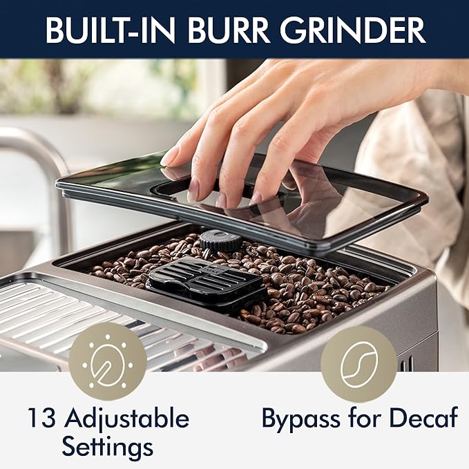 De'Longhi ECAM37095TI Dinamica Plus Connected con sistema LatteCrema, cafetera totalmente automática, pantalla táctil a color, titanio