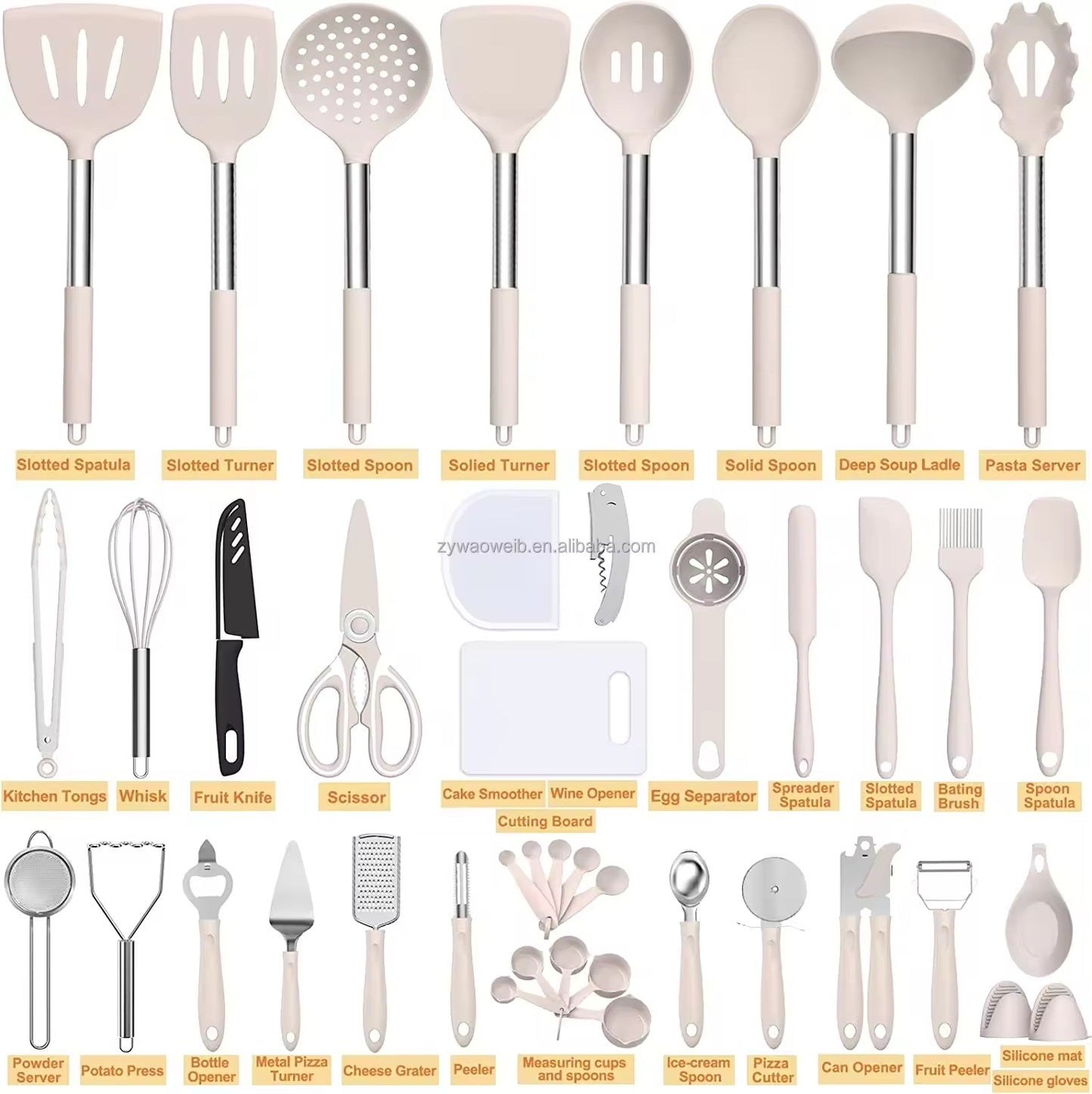 Juego de utensilios de cocina resistentes al calor de 43 piezas