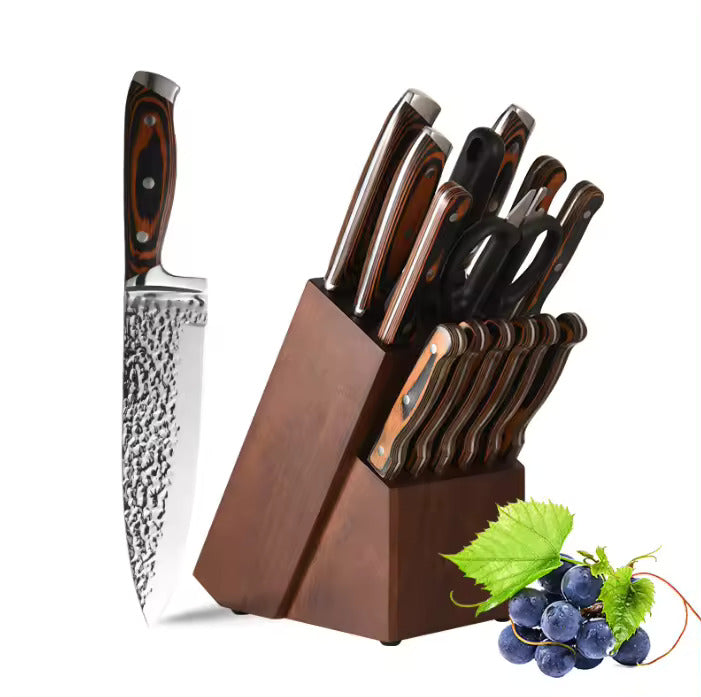 Juego de cuchillos de cocina de madera Pakka hechos a mano de acero inoxidable