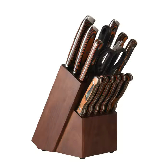 Juego de cuchillos de cocina de madera Pakka hechos a mano de acero inoxidable