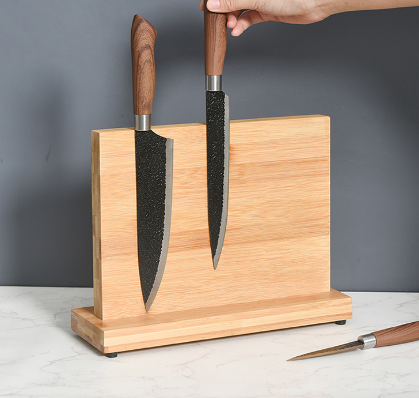 Juego de cuchillos de cocina Damasco de 10 piezas con bloque de madera - Juego de cuchillos de chef de lujo con cuchillas afiladas - Juego de cubiertos de cocina de acero alemán
