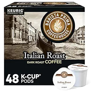 Barista Prima Coffeehouse Tostado italiano, cápsulas Keurig de una sola porción K-Cup, café tostado oscuro, 48 unidades (paquete de 1)