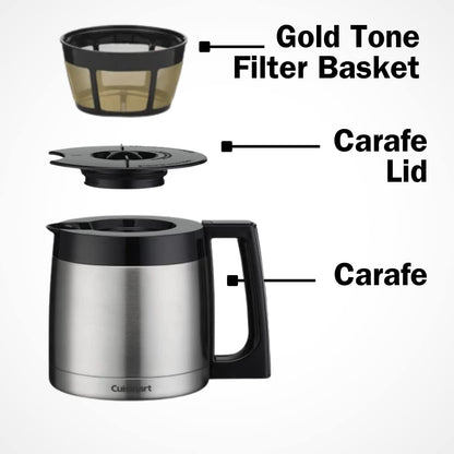 Cuisinart DGB-850 Burr Grind &amp; Brew Cafetera para 10 tazas con jarra térmica, negro/acero inoxidable, plateada