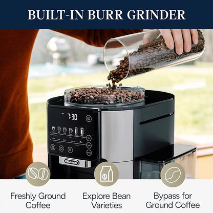 Open Box/Lightly Used Guaranteed Working De'Longhi Drip Coffee Maker, Built in Grinder, Single Serve