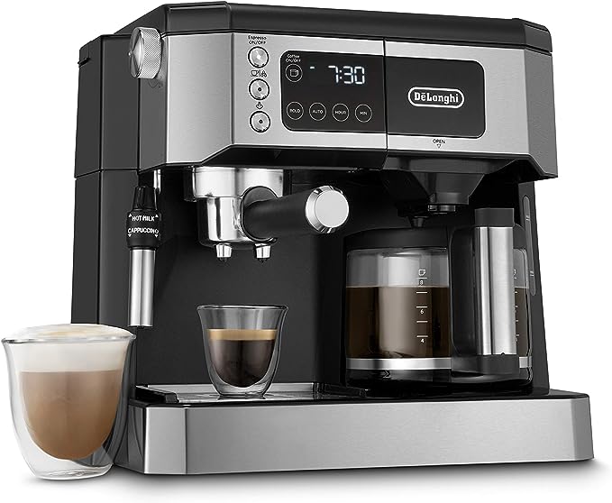 Cafetera combinada todo en uno De'Longhi y máquina de café expreso + espumador de leche ajustable avanzado