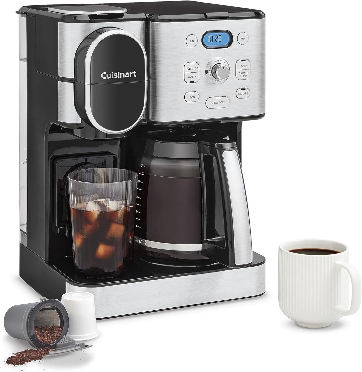 Cuisinart Coffee Maker, 12-Cup Glass Carafe, Automatic Hot & Iced Coffee Maker, Single Server Brewer, Stainless Steel