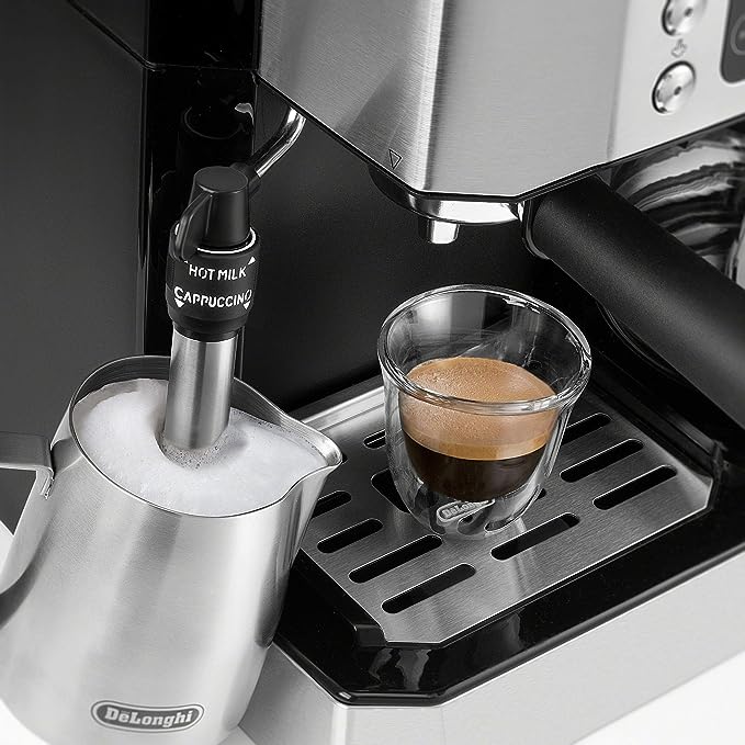 Cafetera combinada todo en uno De'Longhi y máquina de café expreso + espumador de leche ajustable avanzado