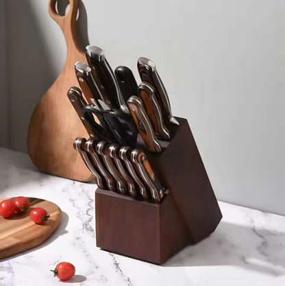 Juego de cuchillos de cocina de madera Pakka hechos a mano de acero inoxidable
