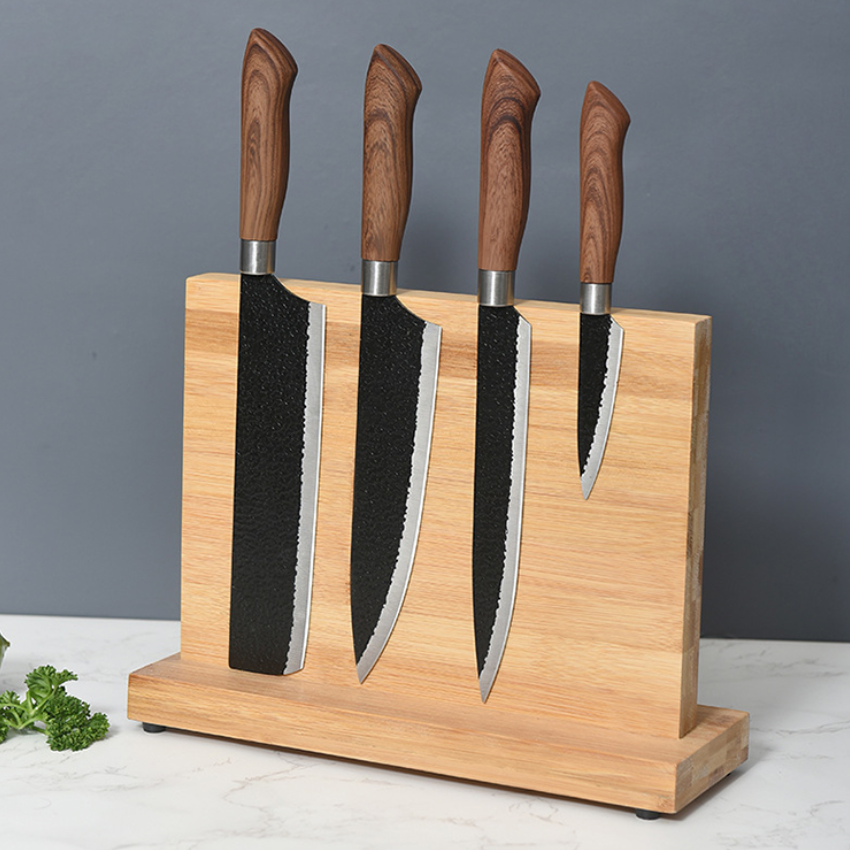 Juego de cuchillos de cocina Damasco de 10 piezas con bloque de madera - Juego de cuchillos de chef de lujo con cuchillas afiladas - Juego de cubiertos de cocina de acero alemán